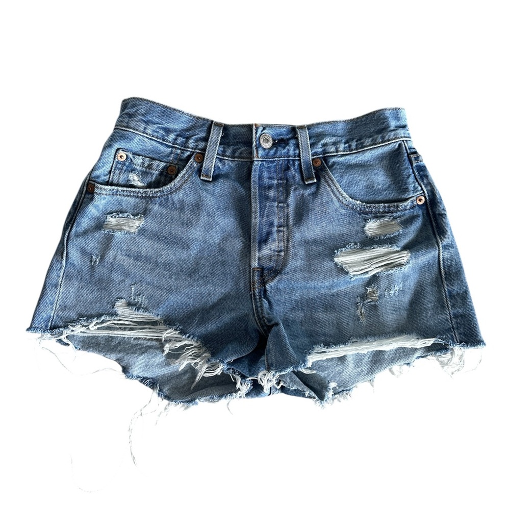Levi’s Women’s 501 Button Fly Cotton High-Rise Denim Shorts - 25